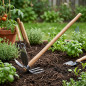 Garden Hoe and Fork with Wooden Handle 120 cm | Gardening Tool for Vegetable Garden and Orchard | Manual Hoe