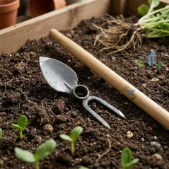 Houe et fourche de jardin avec manche en bois 90 cm | Outil de jardinage pour potager et verger | Houe manuelle
