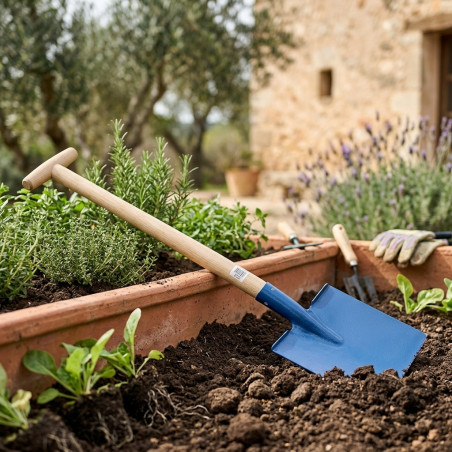 26cm x 1m Garden Shovel | Square Digging Shovel with Sturdy Wooden Handle | Earthmoving Tool