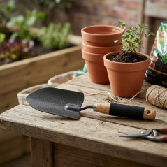 Pá de transplante larga para jardim com cabo de madeira | Pá de transplante de precisão para plantas e flores