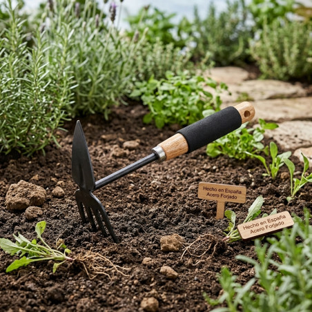 Gartenhacke mit Holzstiel | Landwirtschaftliches Werkzeug für Gemüsegarten und Obstplantage | Ideal zum Graben und Jäten