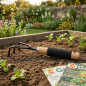 Coltivatore manuale da giardino a tre punte, manico in legno