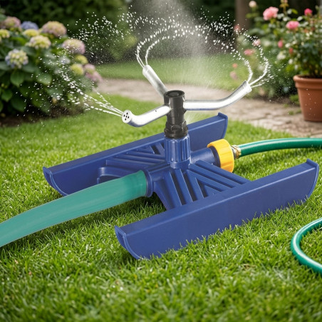 Aspersor de Jardinería Circular de Aluminio | Radio de Riego de 7,5 Metros | Incluye Base de Soporte | Aspersor Resistente