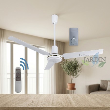  Ventilatore da soffitto senza luce 120 cm 65W, telecomando