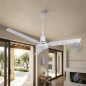 Ventilateur de plafond avec télecommande 120 cm 65W,  Programmable, Silencieux, sans lumière, blanc