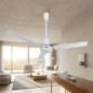 Ventilateur de plafond avec télecommande 90 cm 60W,  Programmable, Silencieux, sans lumière, blanc