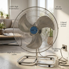 Ventilador de circulação de piso 3 velocidades 120W 45cm - Ventilador de alto desempenho para casa