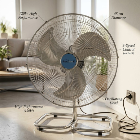 Ventilador de circulação de piso 3 velocidades 120W 45cm - Ventilador de alto desempenho para casa