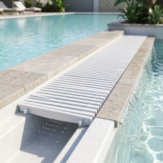 Grelha de transbordamento para piscina infinita 295x22 mm | Canal de transbordamento branco | Dreno externo para terraço