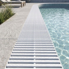 Überlaufrost für Infinity-Pool 245 x 22 mm | Weiße Überlaufrinne | Terrassenablauf