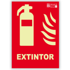 Cartello in PVC per estintore 21x29,7 cm | Segnaletica fluorescente | Approvato AENOR