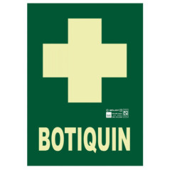 Cartello in PVC per kit di pronto soccorso 21x29,7 cm | Segnaletica fluorescente | Approvato AENOR