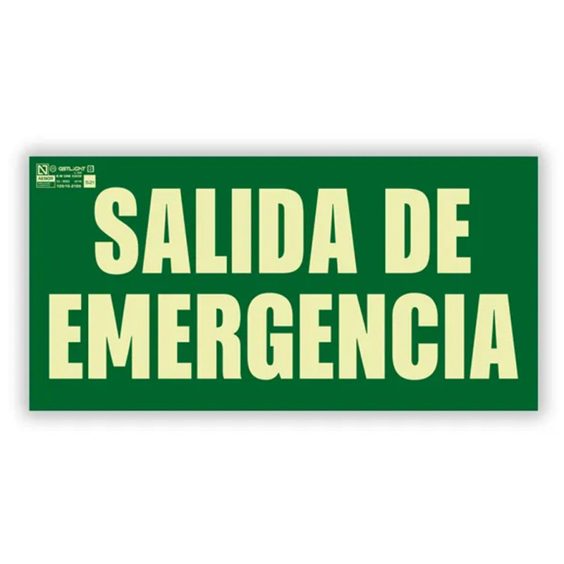 Segnale di uscita di emergenza 16x32 cm | Segnaletica fluorescente | Approvato AENOR Segnale di uscita di emergenza 16x32 cm | Segnaletica fluorescente | Approvato AENOR
