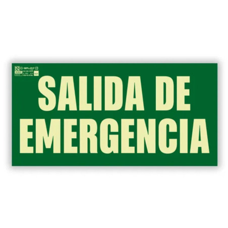 Sinalização de Saída de Emergência 16x32 cm | Sinalização Fluorescente | Aprovada pela AENOR