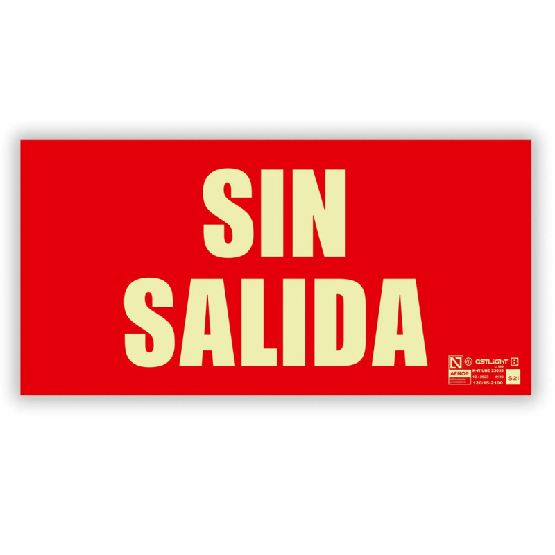 Segnale di divieto di uscita 32x16 cm | Segnaletica fluorescente | Approvato AENOR