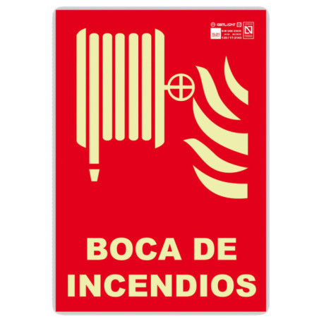 Señal Boca de Incendio 21x29,7 cm | Señalización Fluorescente | Homologada AENOR