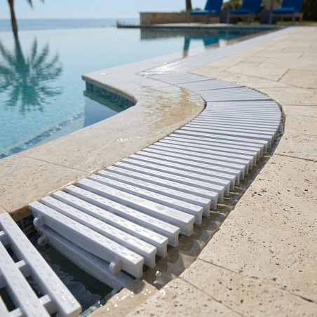 Griglia di troppo pieno per piscina a sfioro 335x22 mm | Canale di troppo pieno bianco | Scarico esterno per terrazzo