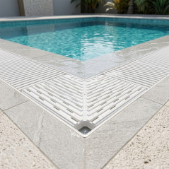Eck-Überlaufrinne für Infinity-Pools 195x22 mm | Weiße Überlaufrinne