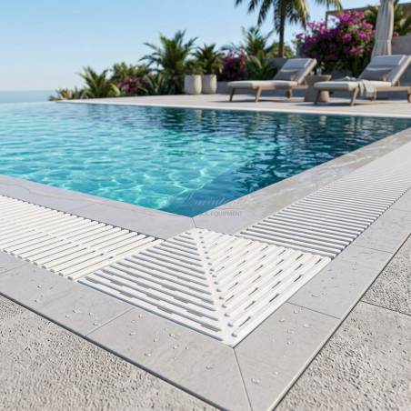 Eck-Überlaufrinne für Infinity-Pools 245x22 mm | Weiße Überlaufrinne