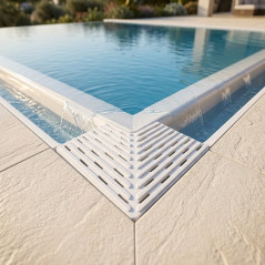 Canale di troppo pieno angolare per piscina a sfioro 195x35 mm | Canale di troppo pieno bianco