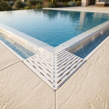 Eck-Überlaufrinne für Infinity-Pools 195x35 mm | Weiße Überlaufrinne