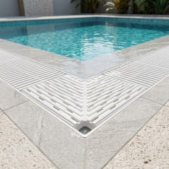 Eck-Überlaufrinne für Infinity-Pools 245x35 mm | Weiße Überlaufrinne