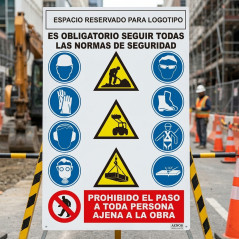 Sinalização de Zona de Construção 70x100 cm | Sinalização de Informação de Segurança | Aprovada pela AENOR