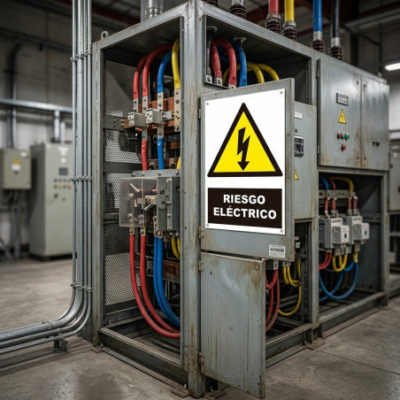 Warnschild „Elektrische Gefahren“ 23 x 34 cm | Warnschild „Gefahr und Vorsicht“ | AENOR-geprüft