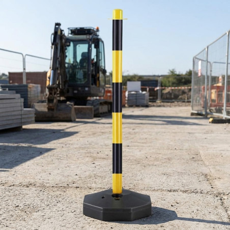 Yellow and Black Post 85x29 cm Fillable | Water or Sand | Boundary and Security