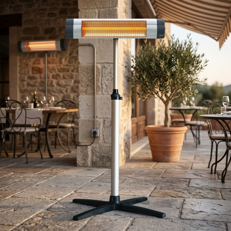 Estufa de Terraza Profesional 2000W, Calefactor de Pie para Restauración, Altura Regulable, 86x20x9 cm