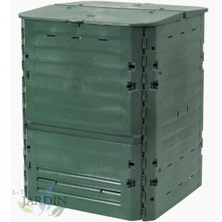 Composteur de Jardin 400 litres 74x74x84 cm, composteur avec couvercle et trappe de vidange - Poubelle de jardin