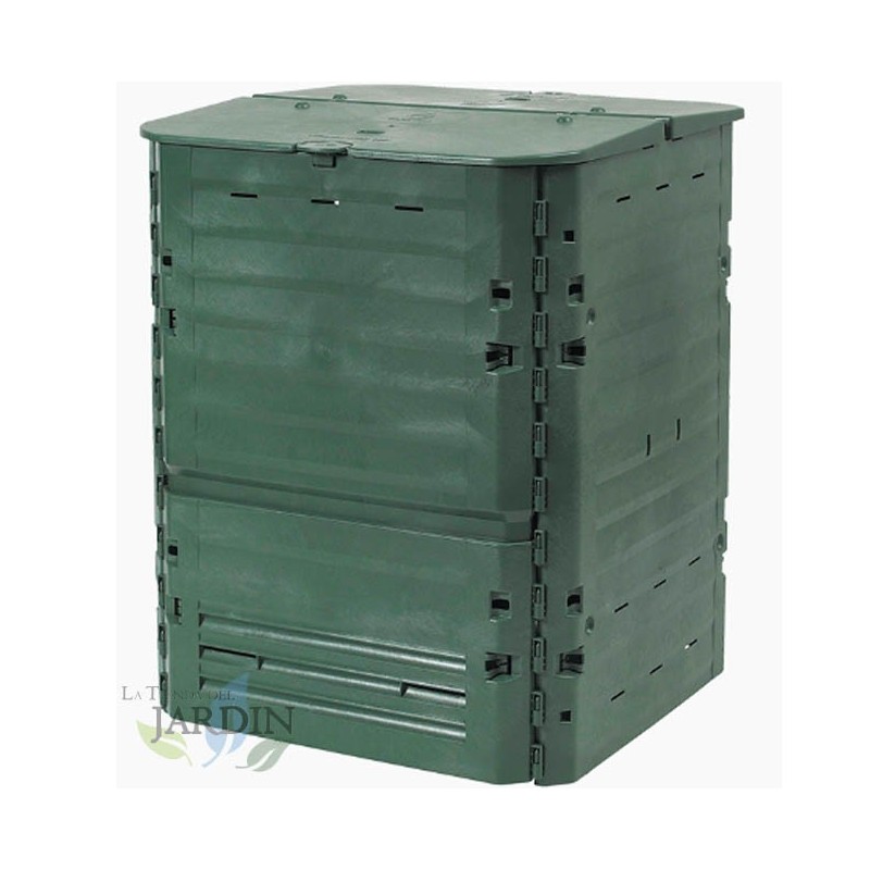 Composteur de Jardin 600 litres 80x80x104 cm, composteur avec couvercle et trappe de vidange - Poubelle de jardin