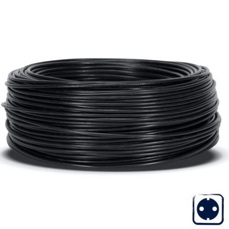Cable Eléctrico 2,5 mm² Negro 200 m | Hilo PVC Flexible | Cable para Electricidad
