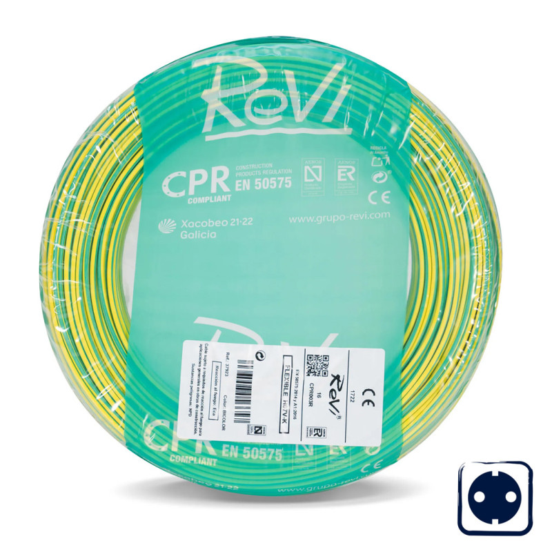 2.5 mm² Green/Yellow Electrical Cable 200 m | PVC Wire | Electrical Cable