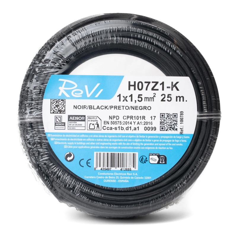 Halogen-Free Electrical Cable 1.5 mm² Black 25 m | PVC Wire H07Z1-K | Electrical Cable Halogen-Free Electrical Cable 1.5 mm² Black 25 m | PVC Wire H07Z1-K | Electrical Cable