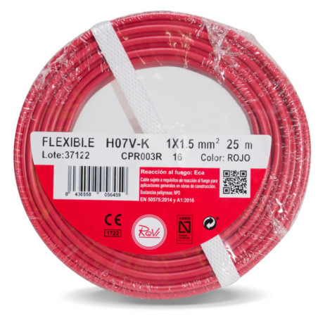 Halogen-Free Electrical Cable 1.5 mm² Red 100 m | PVC Wire H07Z1-K | Electrical Cable