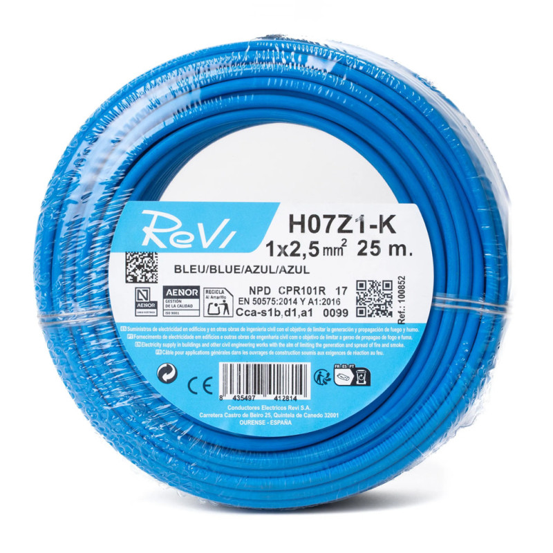 Halogen-Free Electrical Cable 2.5 mm² Blue 25 m | PVC Wire H07Z1-K | Electrical Cable Halogen-Free Electrical Cable 2.5 mm² Blue 25 m | PVC Wire H07Z1-K | Electrical Cable