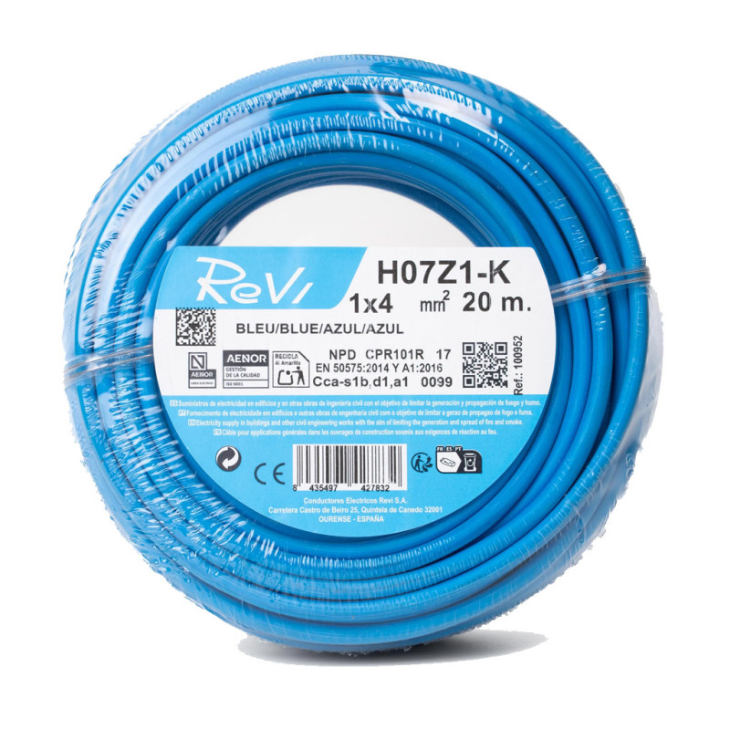 Halogen-Free Electrical Cable 4 mm² Blue 20 m | Flexible PVC Wire H07Z1-K | Electrical Cable Halogen-Free Electrical Cable 4 mm² Blue 20 m | Flexible PVC Wire H07Z1-K | Electrical Cable