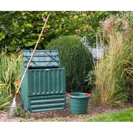 Composteur de Jardin 600 litres 80x80x95 cm, composteur avec couvercle et trappe de vidange - Poubelle de jardin