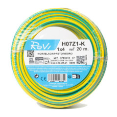 Câble électrique sans halogène 4 mm² vert/jaune 20 m | Fil PVC souple H07Z1-K | Câble électrique