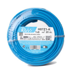 Cabo elétrico livre de halogênio, 6 mm², azul, 20 m | Fio flexível de PVC H07Z1-K | Cabo elétrico