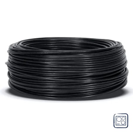 Cabo elétrico livre de halogênio, 6 mm², preto, 50 m | Fio flexível de PVC H07Z1-K | Cabo elétrico