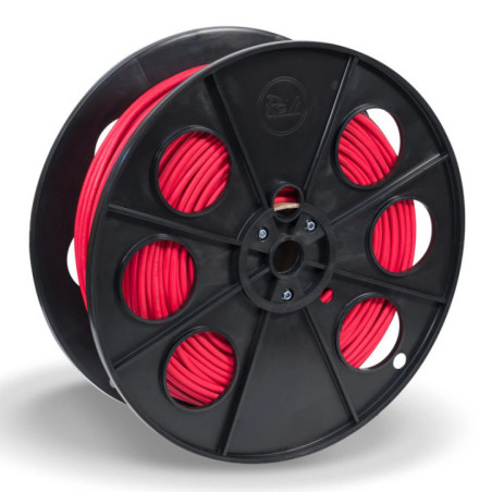 Cabo solar vermelho de 10 mm² com 100 m de comprimento | Fio H1Z2Z2-K | Isolamento em elastômero reticulado | Baixa emissão de f