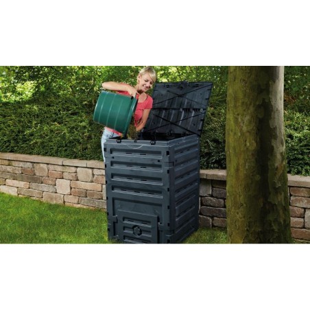 Compostador de jardin compacto 450 litros, 70x70x102 cm