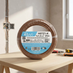 Cable Eléctrico Libre Halógenos 1,5 mm² Marrón 25 m | Hilo PVC H07Z1-K | Cable para Electricidad