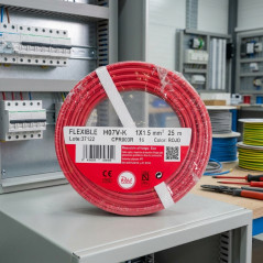 Câble électrique sans halogène 1,5 mm² rouge 100 m | Fil PVC H07Z1-K | Câble électrique