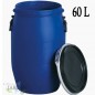 Fut Bidon Alimentaire 60 litres, Ouverture Totale, Baril polyéthylène alimentaire bleu, 60 x 98 cm