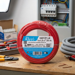 Halogen-Free Electrical Cable 1.5 mm² Red 25 m | PVC Wire H07Z1-K | Electrical Cable