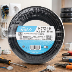 Halogen-Free Electrical Cable 2.5 mm² Black 25 m | PVC Wire H07Z1-K | Electrical Cable