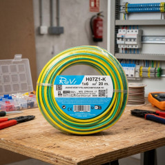 Halogen-Free Electrical Cable 6 mm² Green/Yellow 20 m | PVC Wire H07Z1-K | Electrical Cable